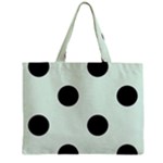 Polka Dots - Black on Pale Green Zipper Mini Tote Bag