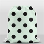 Polka Dots - Black on Pale Green Drawstring Bag (Small)
