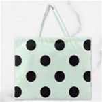 Polka Dots - Black on Pale Green Zipper Large Tote Bag