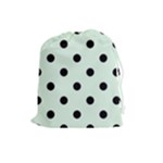 Polka Dots - Black on Pale Green Drawstring Pouch (L)