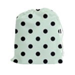 Polka Dots - Black on Pale Green Drawstring Pouch (XXl)