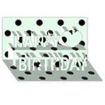 Polka Dots - Black on Pale Green Happy Birthday 3D Greeting Card (8x4)