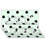Polka Dots - Black on Pale Green Best Friends 3D Greeting Card (8x4)