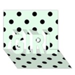 Polka Dots - Black on Pale Green GIRL 3D Greeting Card (7x5)