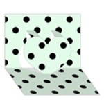Polka Dots - Black on Pale Green Heart 3D Greeting Card (7x5)