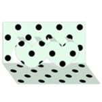 Polka Dots - Black on Pale Green Twin Hearts 3D Greeting Card (8x4)