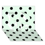 Polka Dots - Black on Pale Green LOVE 3D Greeting Card (7x5)