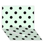 Polka Dots - Black on Pale Green Heart Bottom 3D Greeting Card (7x5)