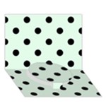 Polka Dots - Black on Pale Green Circle Bottom 3D Greeting Card (7x5)