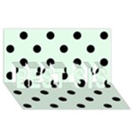 Polka Dots - Black on Pale Green BEST SIS 3D Greeting Card (8x4)