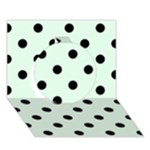 Polka Dots - Black on Pale Green Circle 3D Greeting Card (7x5)