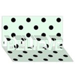 Polka Dots - Black on Pale Green BELIEVE 3D Greeting Card (8x4)