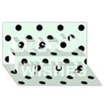 Polka Dots - Black on Pale Green Best Wish 3D Greeting Card (8x4)