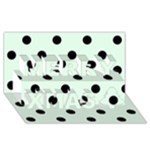 Polka Dots - Black on Pale Green Merry Xmas 3D Greeting Card (8x4)