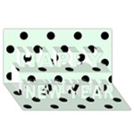 Polka Dots - Black on Pale Green Happy New Year 3D Greeting Card (8x4)