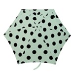 Polka Dots - Black on Pale Green Mini Umbrella