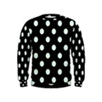 Polka Dots - Pale Green on Black Kid s Sweatshirt