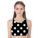 Polka Dots - Pale Green on Black Tank Bikini Top