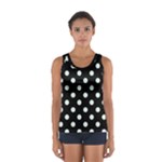 Polka Dots - Pale Green on Black Women s Sport Tank Top