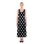 Polka Dots - Pale Green on Black Full Print Maxi Dress