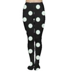 Polka Dots - Pale Green on Black Women s Tights