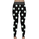 Polka Dots - Pale Green on Black Yoga Leggings