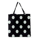 Polka Dots - Pale Green on Black Grocery Tote Bag