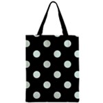Polka Dots - Pale Green on Black Zipper Classic Tote Bag