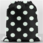 Polka Dots - Pale Green on Black Drawstring Bag (Large)