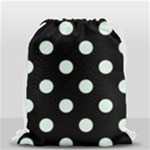 Polka Dots - Pale Green on Black Drawstring Bag (Small)