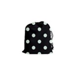 Polka Dots - Pale Green on Black Drawstring Pouch (XS)