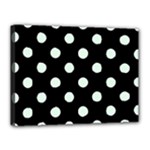 Polka Dots - Pale Green on Black Canvas 16  x 12  (Stretched)