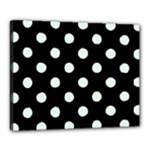 Polka Dots - Pale Green on Black Canvas 20  x 16  (Stretched)