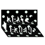 Polka Dots - Pale Green on Black Best Friends 3D Greeting Card (8x4)