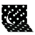 Polka Dots - Pale Green on Black Heart 3D Greeting Card (7x5)