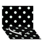 Polka Dots - Pale Green on Black Heart Bottom 3D Greeting Card (7x5)