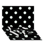 Polka Dots - Pale Green on Black LOVE Bottom 3D Greeting Card (7x5)