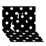 Polka Dots - Pale Green on Black Apple 3D Greeting Card (7x5)