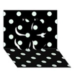 Polka Dots - Pale Green on Black Clover 3D Greeting Card (7x5)