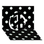 Polka Dots - Pale Green on Black Peace Sign 3D Greeting Card (7x5)