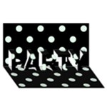 Polka Dots - Pale Green on Black PARTY 3D Greeting Card (8x4)