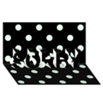 Polka Dots - Pale Green on Black SORRY 3D Greeting Card (8x4)