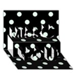 Polka Dots - Pale Green on Black Miss You 3D Greeting Card (7x5)