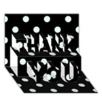 Polka Dots - Pale Green on Black THANK YOU 3D Greeting Card (7x5)