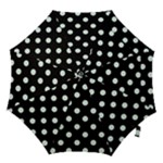 Polka Dots - Pale Green on Black Hook Handle Umbrella (Medium)