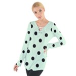 Polka Dots - Black on Pastel Green Women s Tie Up Tee
