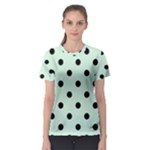 Polka Dots - Black on Pastel Green Women s Sport Mesh Tee