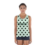 Polka Dots - Black on Pastel Green Women s Sport Tank Top