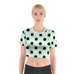 Polka Dots - Black on Pastel Green Cotton Crop Top