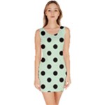 Polka Dots - Black on Pastel Green Bodycon Dress